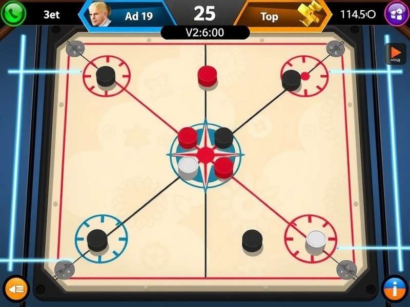 Turbo Carrom Dynamo gameplay screenshot showing multiplayer match
